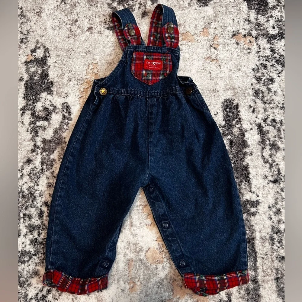 RARE Vintage OSHKOSH B'GOSH Denim Bubble Overalls 18 Month Girls USA Made